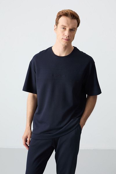 AIR JONES Σετ ανδρικής φόρμας χονδρής μαλακής υφής Navy Blue Oversize - 85261