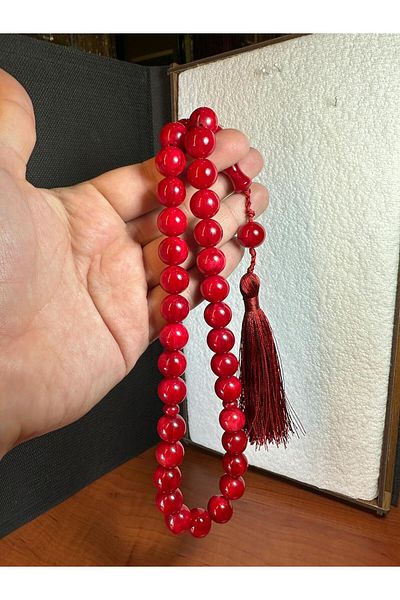 ÖMER ALTUN Squeeze Rod Amber Rosary Hard Size Red Colored 14 mm T-262
