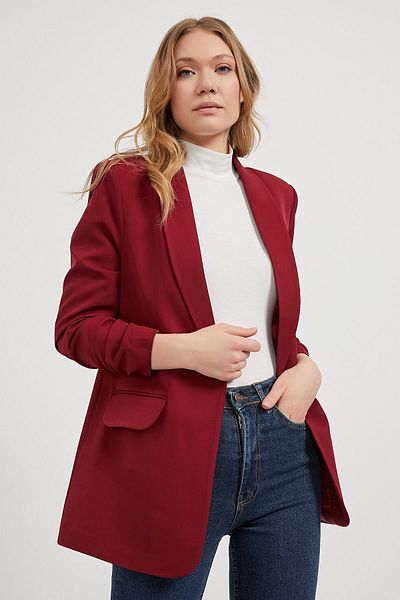 Arma Life Jachetă blazer sezonieră pentru femei, cu mâneci, burgundă
