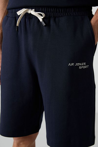 AIR JONES Ανδρικό σορτς Navy Blue με λεπτομέρεια κεντήματος - Βαμβακερό, απαλή υφή, υπερμεγέθη εφαρμογή - 85250