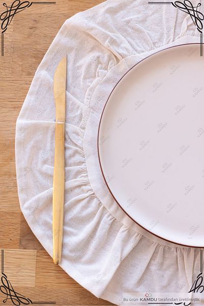 XAMANTHA 2 τεμάχια 40x40cm Πλάκα, 100% λινό, Κομψή σχεδίαση Πλάκα Βολάν λινό American Service Στρογγυλό