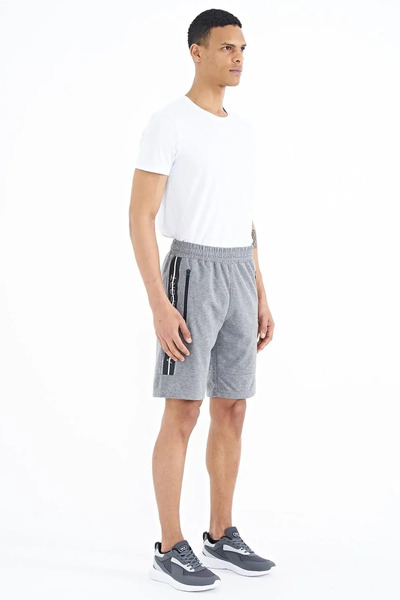 AIR JONES Men's Standard Fit Clive Gray Melange Shorts - 81249