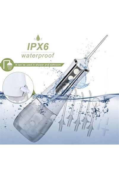 COOYA Cordless Water Flosser, 320ML Portable and Rechargeable,  Oral Irrigator, 3 Modes 5 Jet Tips