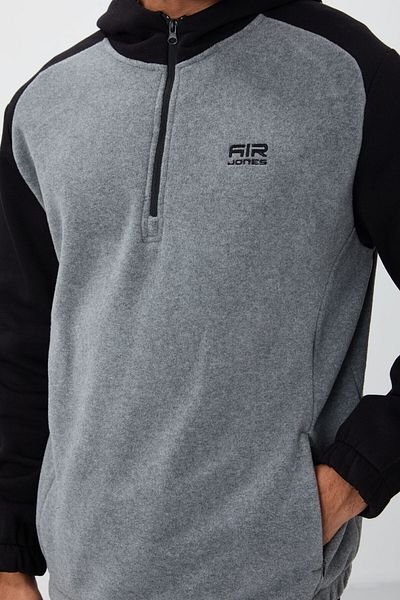 AIR JONES Ανδρικό φούτερ από φλις τυπική εφαρμογή Ruby Grey Melange - 88300