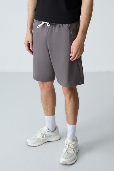 AIR JONES Pantaloni scurți pentru bărbați, gri închis, din bumbac, groși, moale, cu potrivire standard - 81276