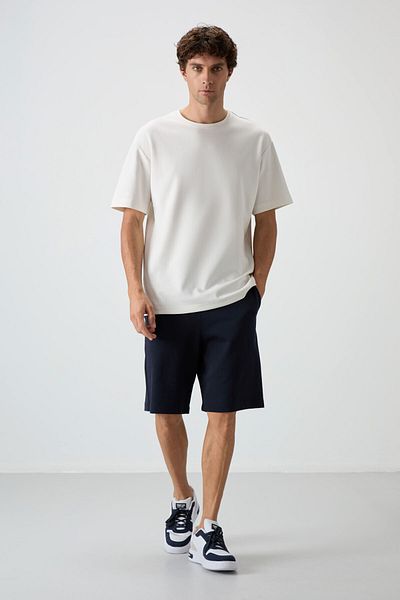 AIR JONES Σετ ανδρικών σορτς Eku Basic - Navy Blue, βαμβακερό, παχιά απαλή υφή, Oversize Fit - 85249