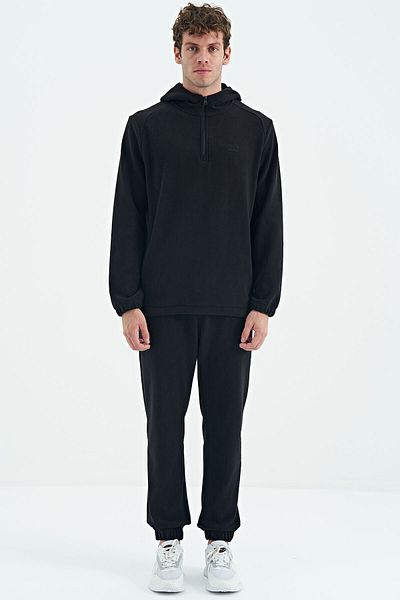 AIR JONES Ανδρική αθλητική φόρμα Hektor Black Hooded Fleece - 85227