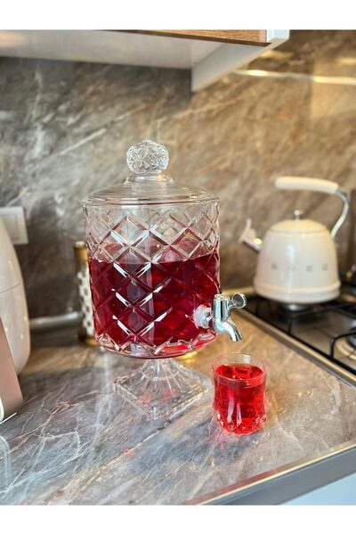 PONCİKPAZAR Cam Sunumluk Sebil 4.5 Litre