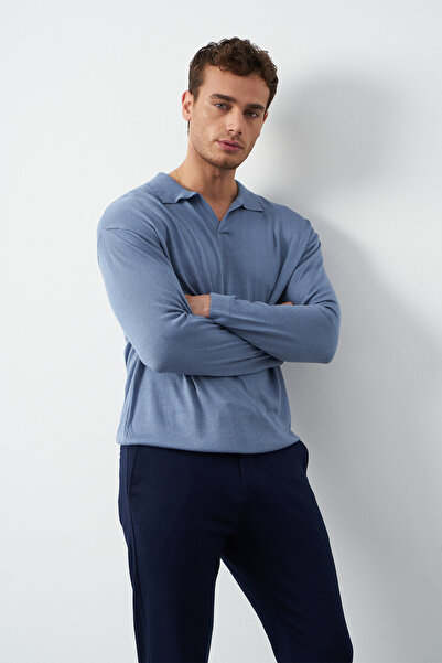 Mesfeno Uzun Kollu Oversize İnce Triko Erkek Kazak