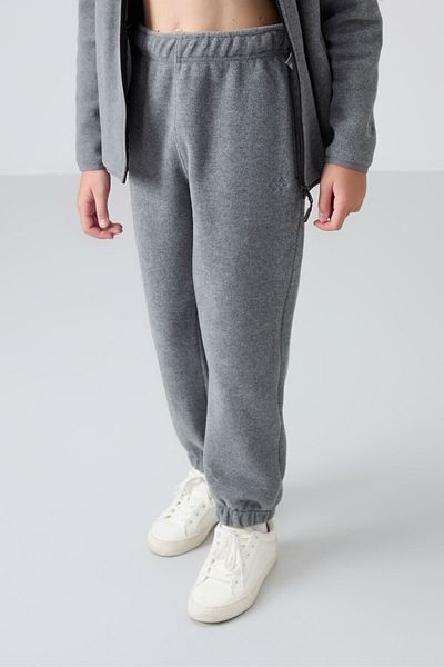 TOMMY LIFE Girl's Embroidered Fleece Sweatpants - Gray Melange, Thick Soft Textured, Standard Fit - 75155