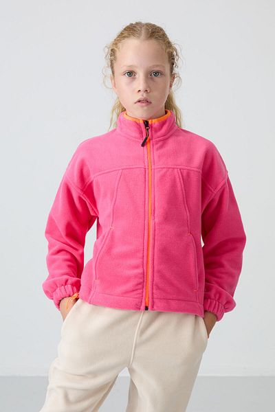TOMMY LIFE Candy Pink Embroidered Fleece Sweatshirt for Girl - Thick Soft Textured, Standard Fit - 75157