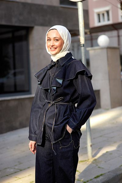 LOCCO Γυναικείο πουκάμισο Navy Blue Big Flounce