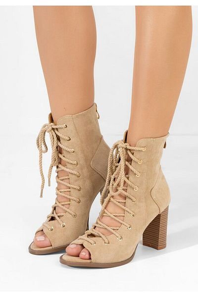 B T Shoes Botine cu toc gros Joellen kaki