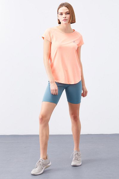 TOMMY LIFE Coral Short Sleeve Standard Size O Neck Women's T-Shirt with Back Window - 97101