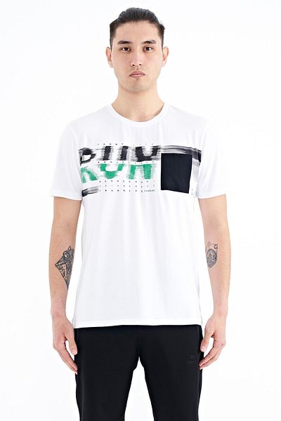TOMMY LIFE Ανδρικό μπλουζάκι White Front Pocket Detailed Printed Standard Fit - 88200