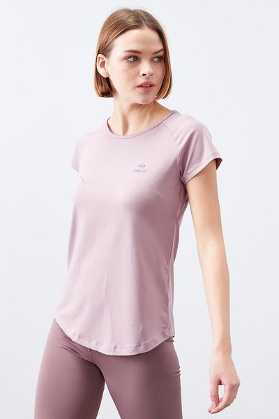 TOMMY LIFE Dried Rose Short Sleeve Standard Size O Neck Women's T-Shirt with Back Window - 97101