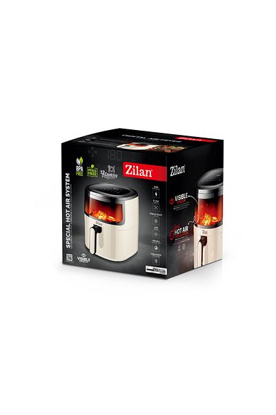 Zilan Friteuza Zilan ZLN9984 tip air fryer, 1500W, capacitate 5L, temperatura maxima 200 grade, Crem