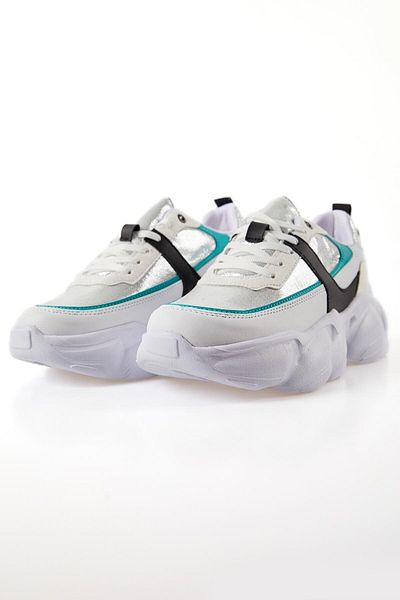 TOMMY LIFE Bílé dámské sportovní boty z umělé kůže s vysokým šněrováním - 89206