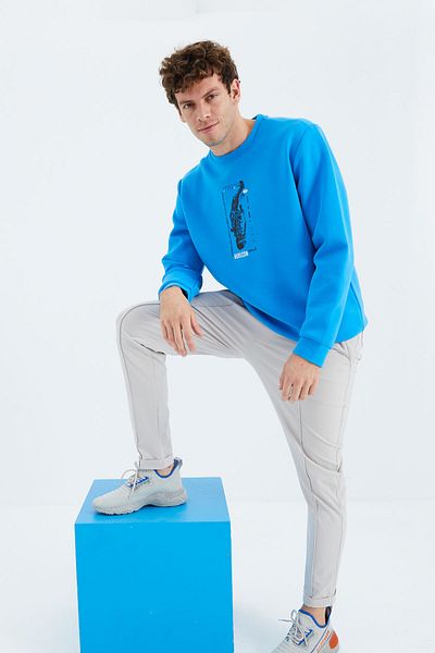 TOMMY LIFE Ανδρικό φούτερ Saks O Neck Print Detailed Comfortable Fit - 88283