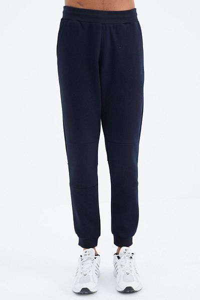 TOMMY LIFE Ανδρική φόρμα αθλητικής φόρμας Navy Blue Lace-Up Stripe με λεπτομέρεια άνετη εφαρμογή - 82106