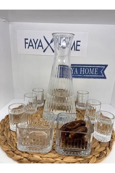 FAYA HOME Paşabahçe Elysia Kristal 6 Kişilik Cam Zemzem Takımı 9 Parça