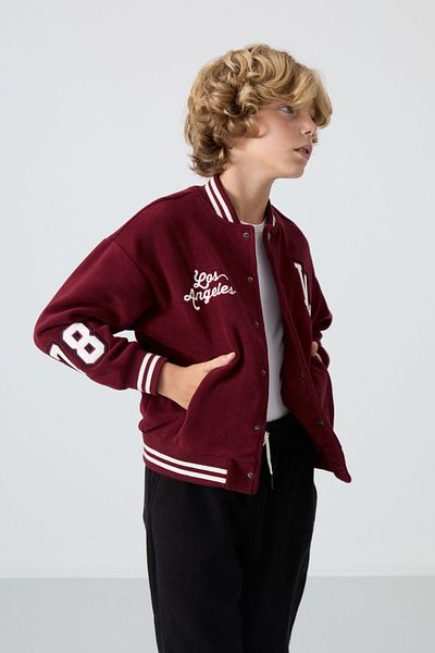 TOMMY LIFE Boys' College Jacket - Embroidered, Thick Soft Texture, Standard Fit - 11227