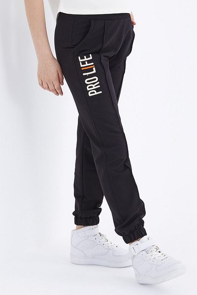 TOMMY LIFE بدلة رياضية للفتيات بأرجل مطاطية مطرزة باللون الأسود - 75050