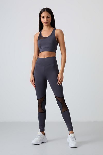 TOMMY LIFE Anthracite Stretchy Standard Fit Performance Γυναικείο Σετ κολάν - 95331