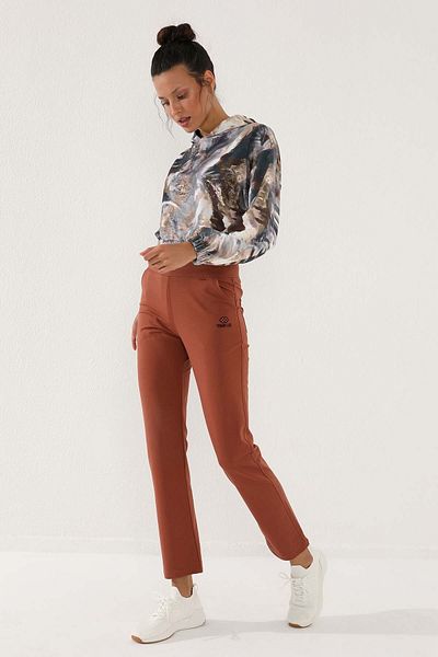 TOMMY LIFE High Waist and Pocket Cinnamon Color Women's Sweatpants - 94185