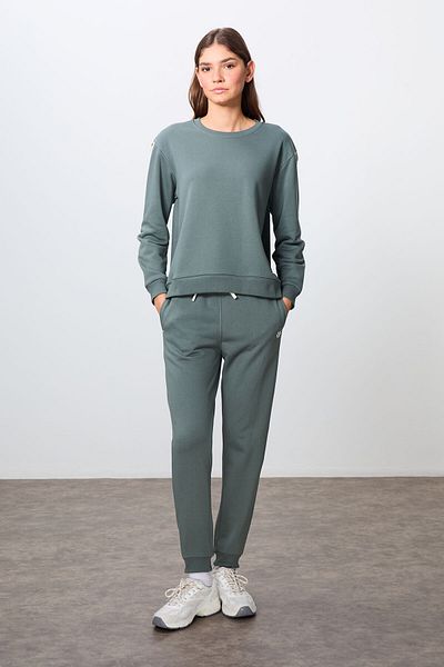 TOMMY LIFE Σετ φόρμας βαμβακερής φόρμας Khaki Color O Neck Oversize - 95341