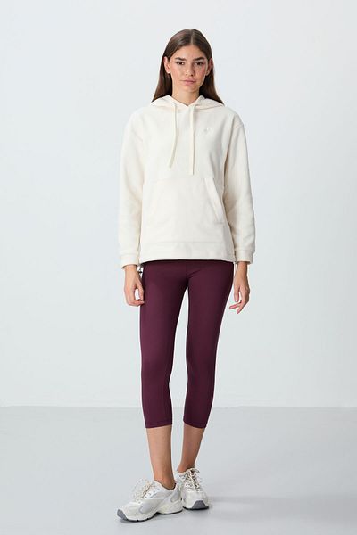 TOMMY LIFE Hanorac de damă din fleece brodat supradimensionat cu glugă cu textura moale și groasă - 97292