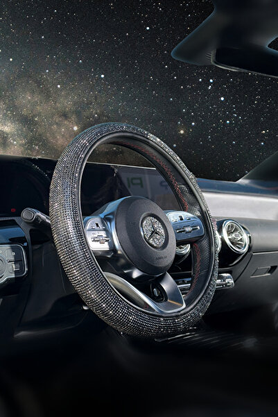 TASARIM ARABAM ATİKE ELİF AKIN Füme Full Pırlanta Taşlı Direksiyon Kılıfı-taş...