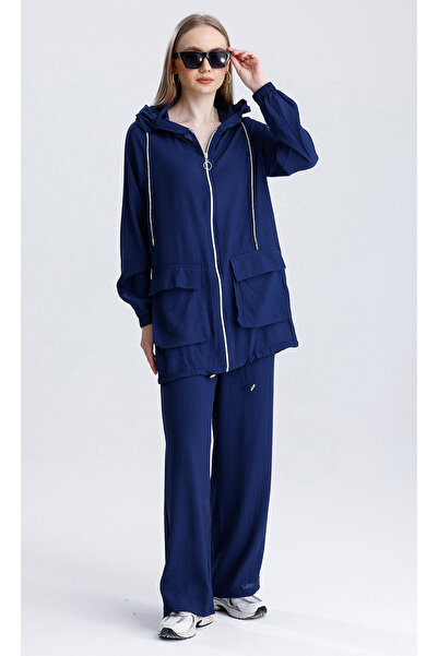 MD trend Women's Oversize Zipper Pants and Sports Sweatpants Set