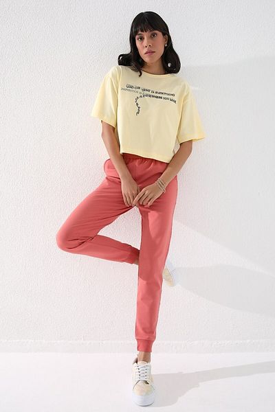 TOMMY LIFE Pantaloni de sport pentru femei, cu talie înaltă, Jogger, cu formă confortabilă, cu manșete - 94561