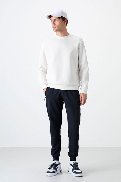 TOMMY LIFE Ανδρικό φούτερ Navy Blue Jogger - Τσέπη με φερμουάρ, Standard Fit - 84587