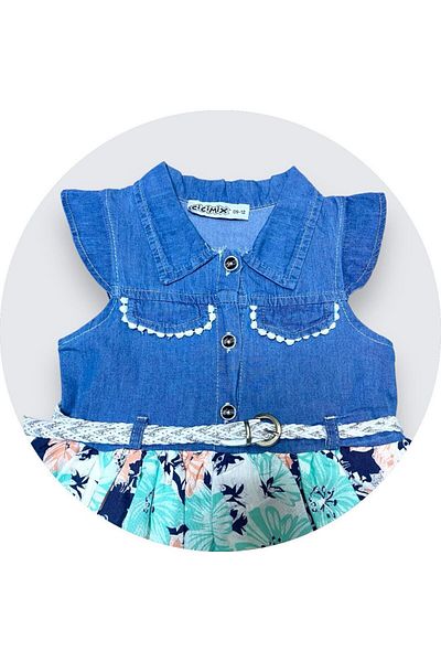 CRAX Denim Floral Dress 9-24 Months