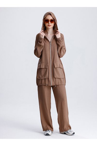 MD trend Women's Oversize Zipper Pants and Sports Sweatpants Set