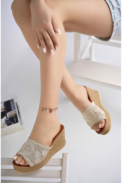 Moda Frato Γυναικείες παντόφλες Modafrato Flat Straw Wedge Sole