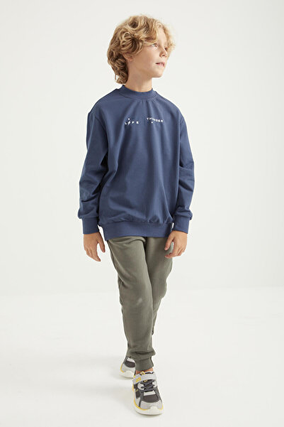 TOMMY LIFE Boy's Sweatshirt - Petrol Back Print, O-Neck, Standard Fit - 11026