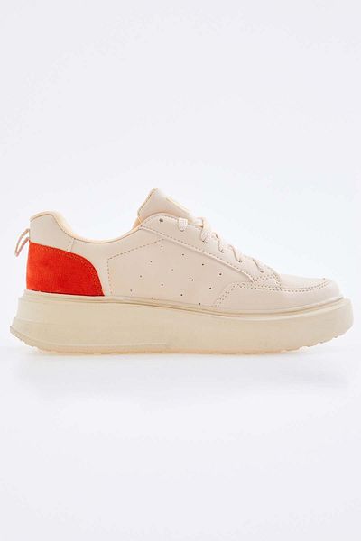 TOMMY LIFE Bej - Pantofi sport pentru damă, cu șireturi și țigle, cu potrivire confortabilă - 89105