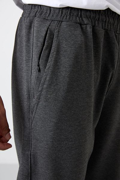 TOMMY LIFE Anthracite Melange Cotton Soft Textured Standard Fit Ανδρική φόρμα αθλητικής φόρμας - 82133