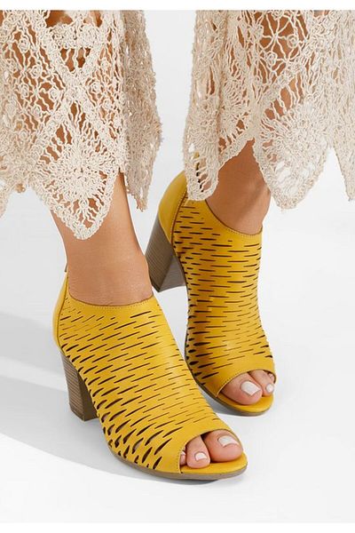 B T Shoes Zarata yellow genuine leather sandals