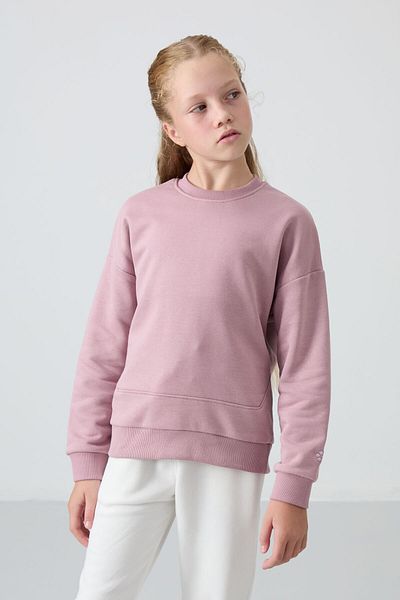 TOMMY LIFE Soft Textured Oversize Girl English Broken Sweatshirt