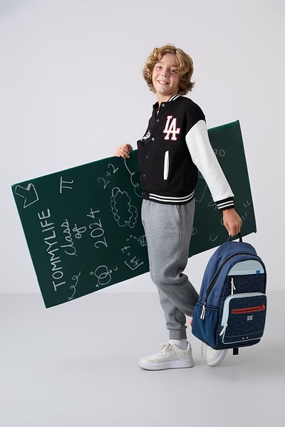TOMMY LIFE Jachetă pentru băiat, brodata, brodata, din bumbac negru, cu textura moale, cu textura moale - 11258