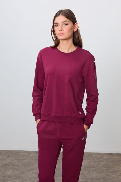 TOMMY LIFE Redbud Compact Cotton Thick Smooth Textured O Neck Oversize Fit Γυναικεία αθλητική φόρμα - 95341