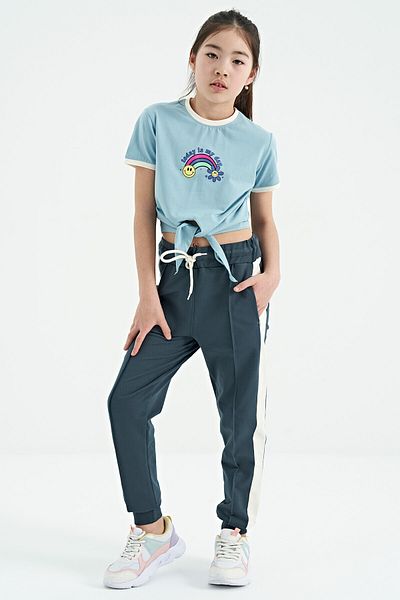 TOMMY LIFE Forest Green Girl's Jogger Sweatpants - Side Band and Hidden Zipper Pocket Detail - 75122