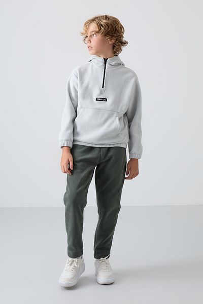 TOMMY LIFE Boy's Fleece Sweatshirt - Embroidered, Standard Fit, Soft and Stone Texture - 11230