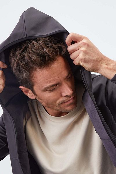 TOMMY LIFE Αντρικό παλτό Softshell με κουκούλα με φερμουάρ ανθρακί - 88051
