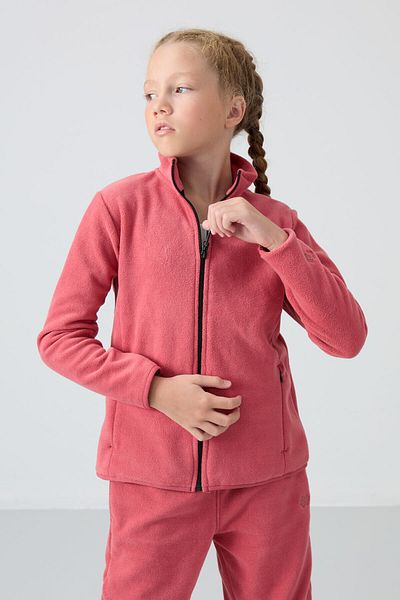 TOMMY LIFE Embroidered Girl's Fleece Sweatshirt - Wild Rose, Thick Soft Textured, Standard Fit - 75154