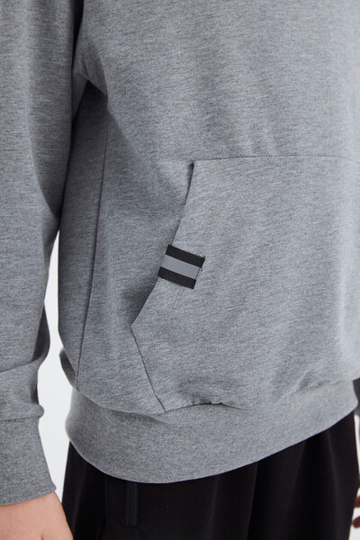 TOMMY LIFE Gray Melange Hooded Boy's Sweatshirt - 11177